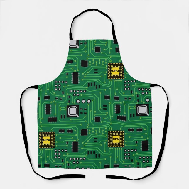 Computer Nerd Circuit Board CPU Technology BBQ Apron (Front)