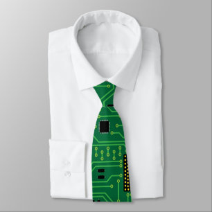 Computer Nerd Circuit Board CPU Tie