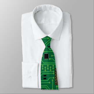 Computer Nerd Circuit Board CPU Tie