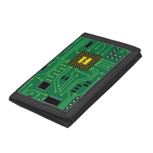 Computer Nerd Circuit Board CPU Trifold Wallet