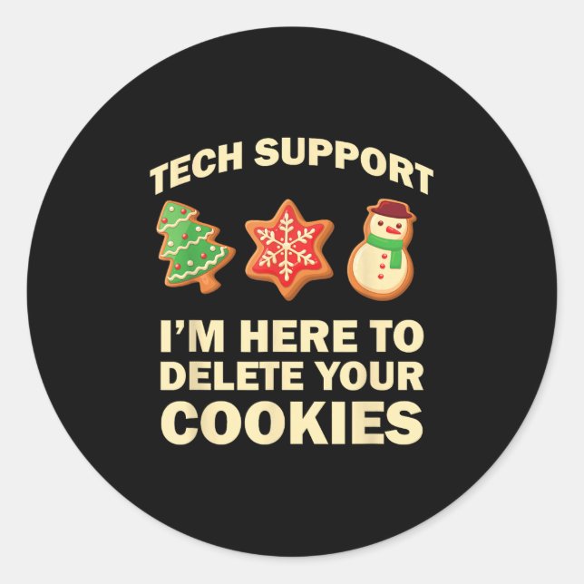 Computer Nerd Funny Christmas Designs Men's Black  Classic Round Sticker (Front)