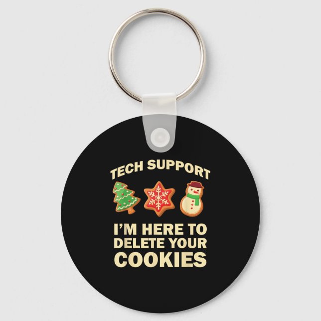 Computer Nerd Funny Christmas Designs Men's Black  Key Ring (Front)