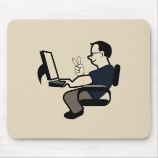 Computer Nerd Peace Sign Mouse Mat