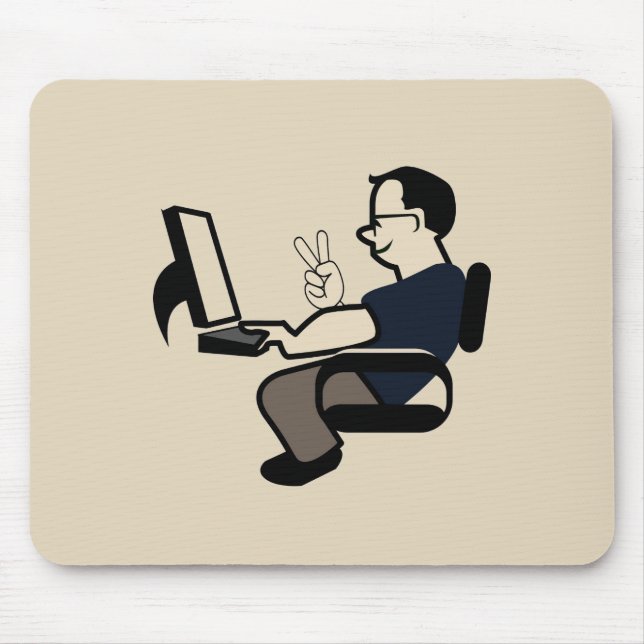 Computer Nerd Peace Sign Mouse Mat (Front)