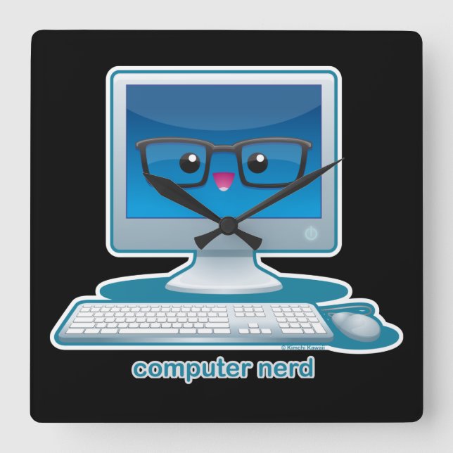 Computer Nerd Square Wall Clock (Front)