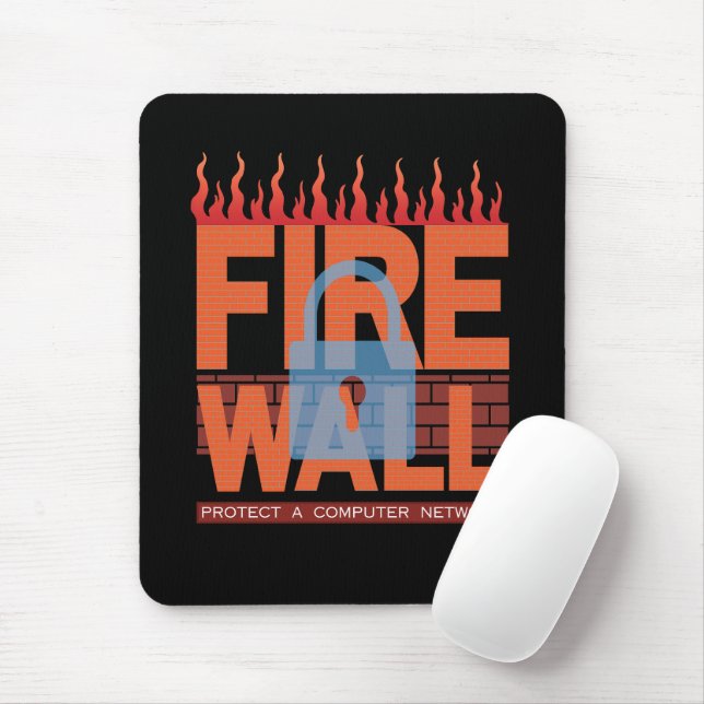 Computer Network Firewalls in Graphics Mouse Mat (With Mouse)