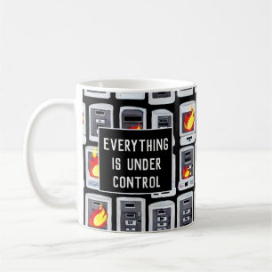 Computer on Fire Funny Illustrated Tech Mug