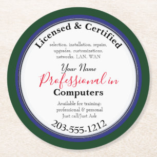 Computer Professional Advertising HAMbWG Round Paper Coaster