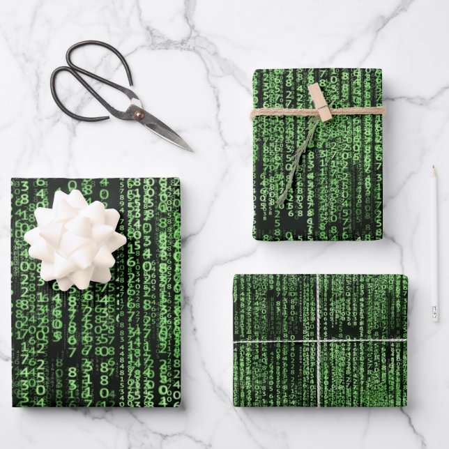 Computer Program Matrix Data  Pattern Theme Wrapping Paper Sheet (Front)