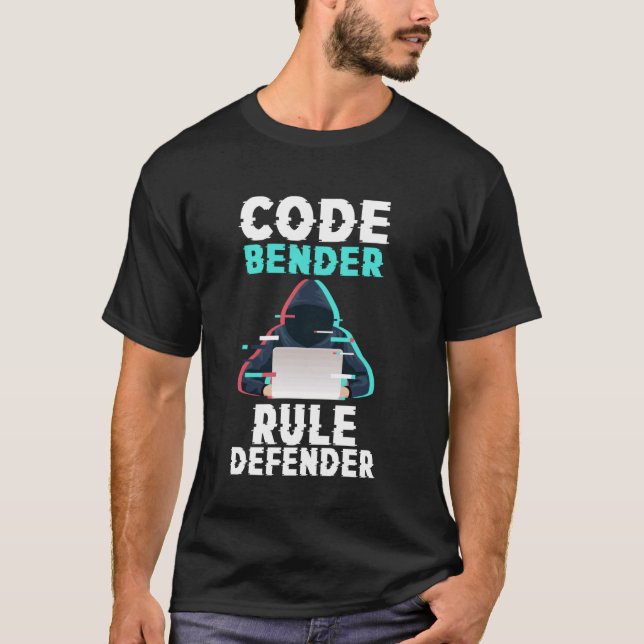 Computer Programmer Code Bender Rule Defender T-Shirt (Front)