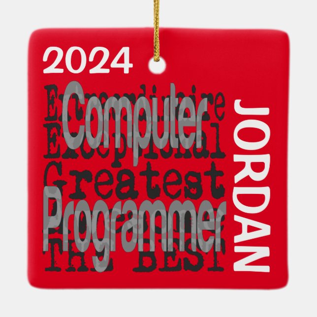 Computer Programmer Extraordinaire CUSTOM Ceramic Ornament (Back)