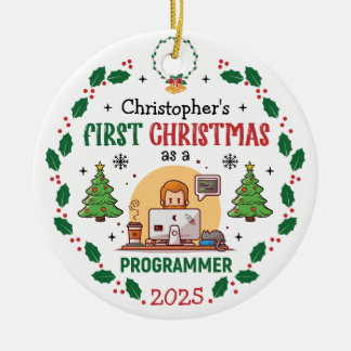 Computer Programmer First Christmas Personalised Ceramic Tree Decoration