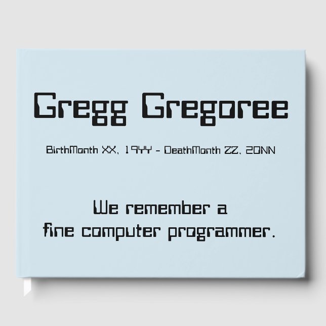Computer Programmer Funeral/Memorial Guest Book (Front)