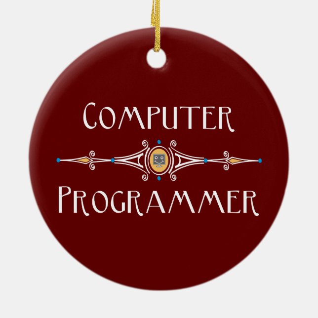 Computer Programmer Line Ceramic Tree Decoration (Back)