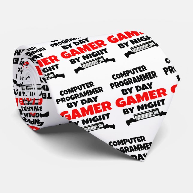 Computer Programmer Loves Playing Video Games Tie (Rolled)