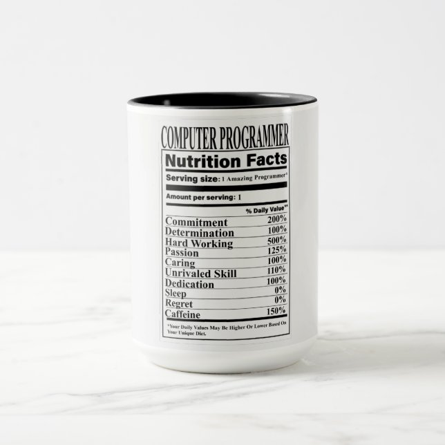 Computer Programmer Nutrition Facts Mug (Center)