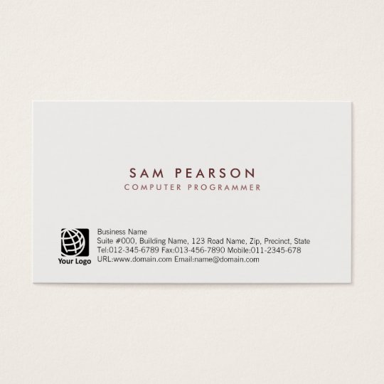 Computer Programmer Simple Minimal Business Card