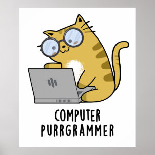 Computer Purr-grammer Funny Cat Pun Poster