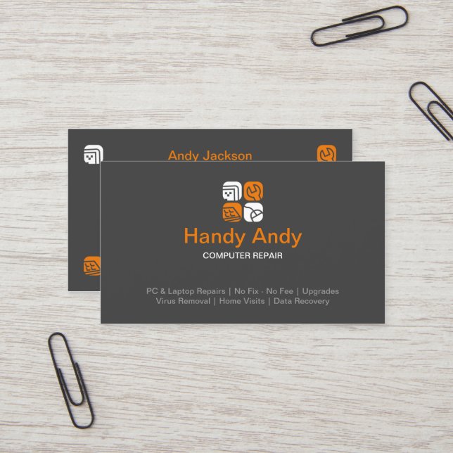 Computer Repair Business Card (Front/Back In Situ)