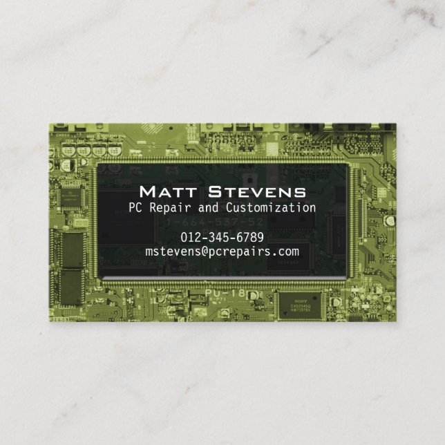 Computer Repair Business Card Circuits Window (Front)