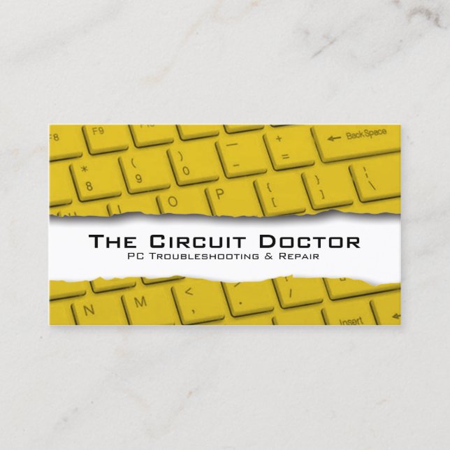 Computer Repair Business Card Keyboard Tearaway (Front)