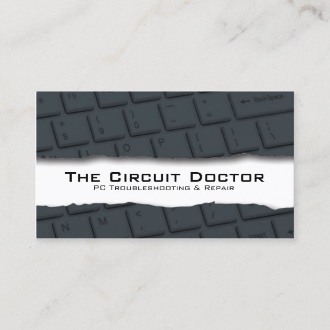 Computer Repair Business Card Keyboard Tearaway (Front)