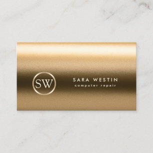 Computer Repair Gold TextureMonogram Business Card