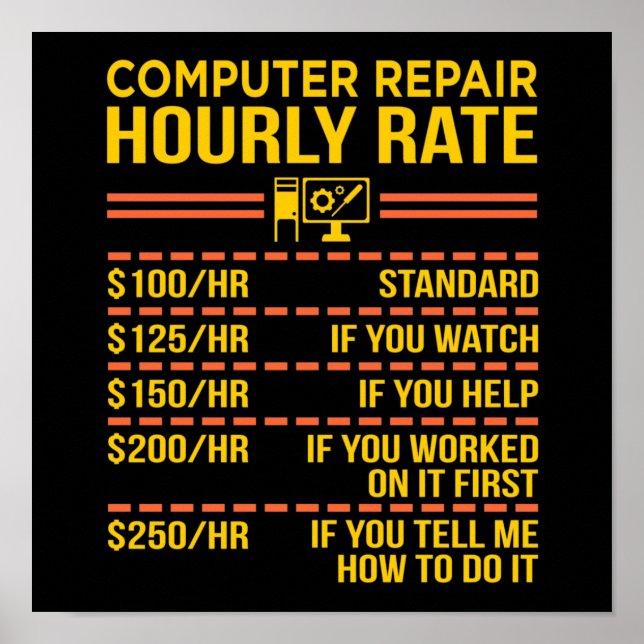 Computer Repair IT Tech Software Programmer Geek Poster (Front)