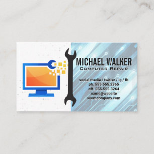 Computer Repair Modern   Technician Wrench Business Card