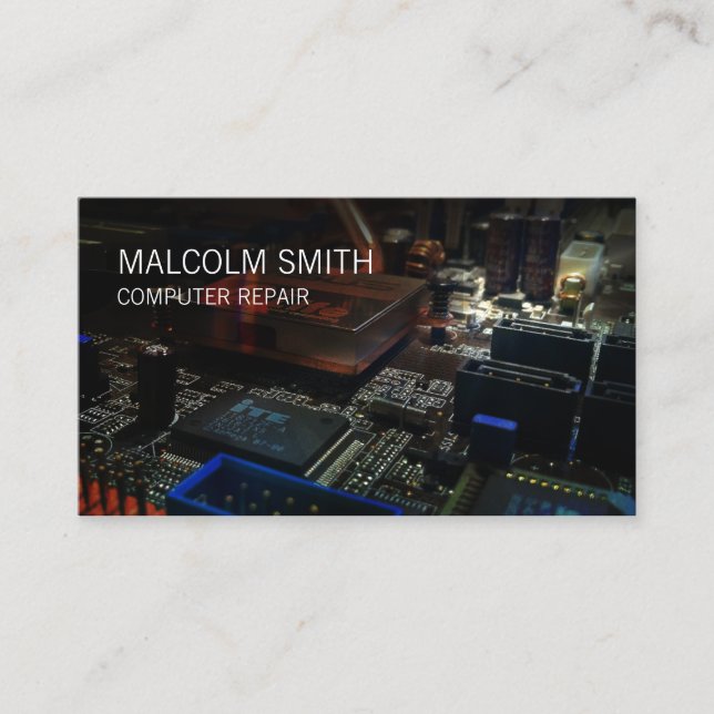 Computer Repair PC Motherboard Circuits Business Card (Front)