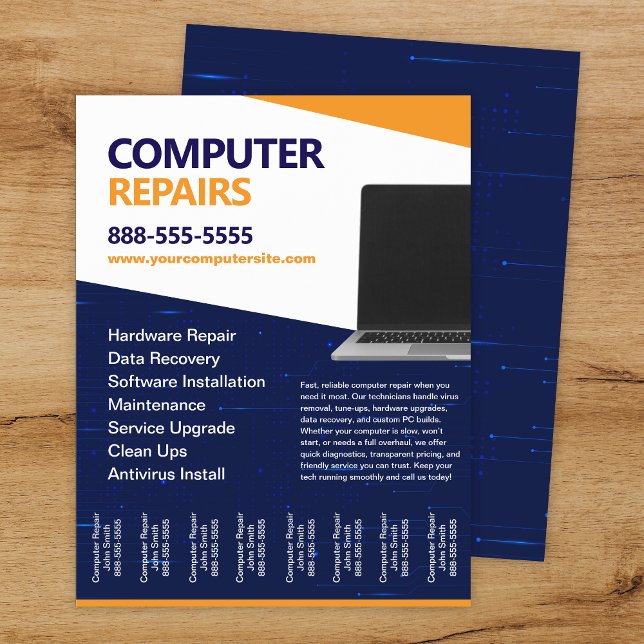 Computer Repairs with Tear Offs Flyer Template (Creator Uploaded)