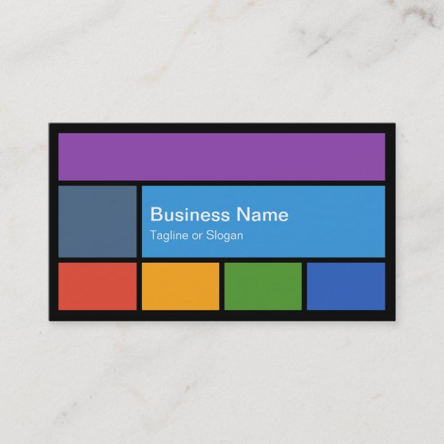 Computer Retailer Repair Colourful Tiles Your Logo Business Card (Front)