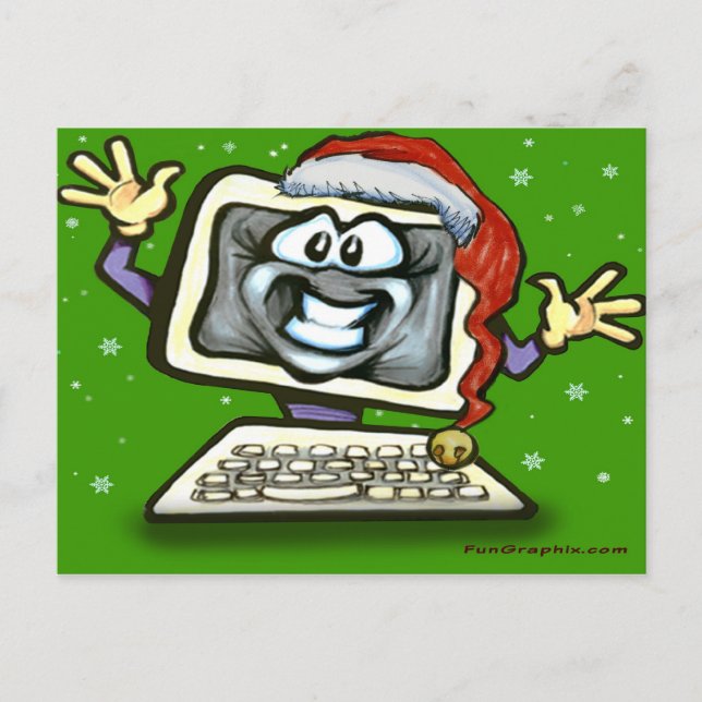 Computer Santa Holiday Postcard (Front)
