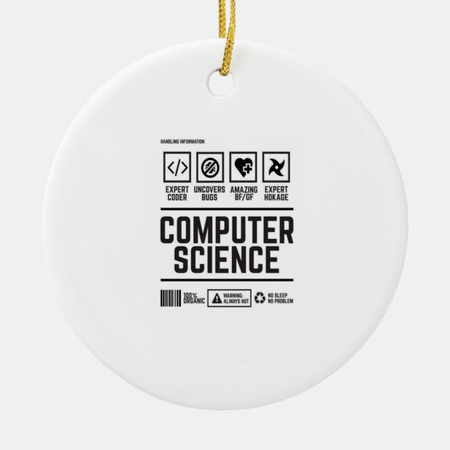 computer science ceramic tree decoration (Front)