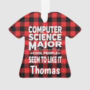 Computer Science College Major People Red Plaid Ornament