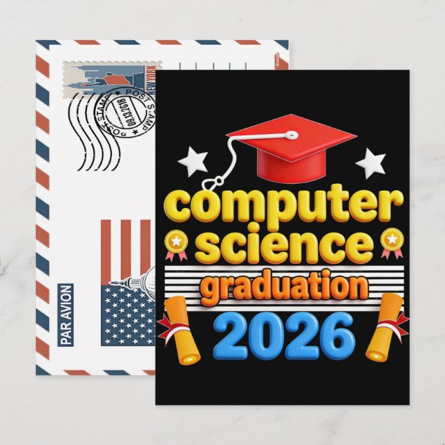 Computer Science Graduation T-Shirt  Holiday Postcard (Front/Back)
