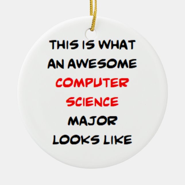 computer science major, awesome ceramic tree decoration (Front)