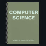 Computer Science Personalised School Olive Graph Notebook<br><div class="desc">Computer Science | Personalised School Graph Paper Olive Green Notebook</div>