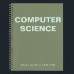 Computer Science Personalised School Olive Graph Notebook<br><div class="desc">Computer Science | Personalised School Graph Paper Olive Green Notebook</div>