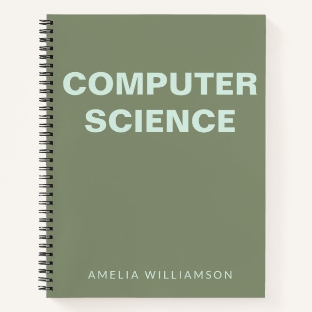 Computer Science Personalised School Olive Graph Notebook (Front)