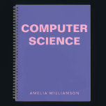 Computer Science Personalised School Purple Graph Notebook<br><div class="desc">Stay organised and stylish with this Customisable Computer Science Notebook, featuring a bold and modern design in purple with pink typography. Perfect for students, professionals, or anyone passionate about computer science, this notebook is fully customisable—change the text to match your name, subject, or purpose. The inside pages are available in...</div>