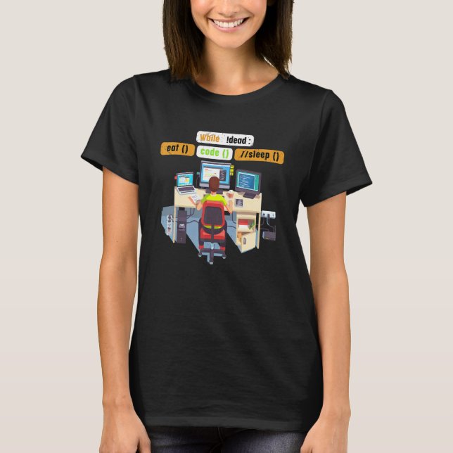 Computer Science Python Coder Eat Code Sleep Humou T-Shirt (Front)