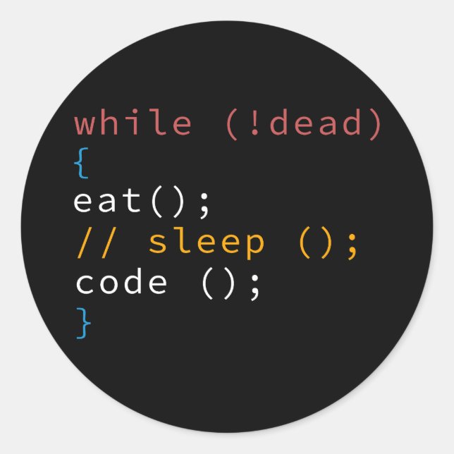Computer Science Python Programmer Eat Code Sleep Classic Round Sticker (Front)
