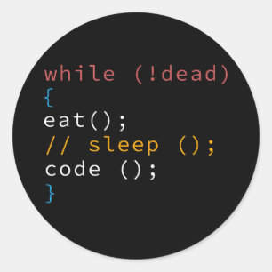 Computer Science Python Programmer Eat Code Sleep Classic Round Sticker