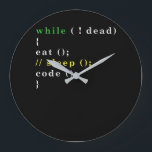 Computer Science Python Programmer Eat Code Sleep Large Clock<br><div class="desc">Know someone who would love this tee? Buy it for them as a gift. Perfect to be worn at hackathons,  at a software development job,  or at a home office.</div>