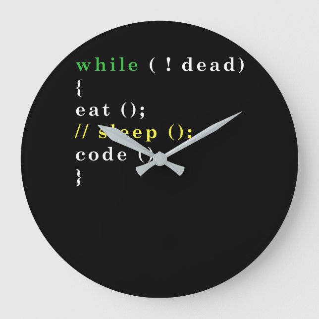 Computer Science Python Programmer Eat Code Sleep Large Clock (Front)