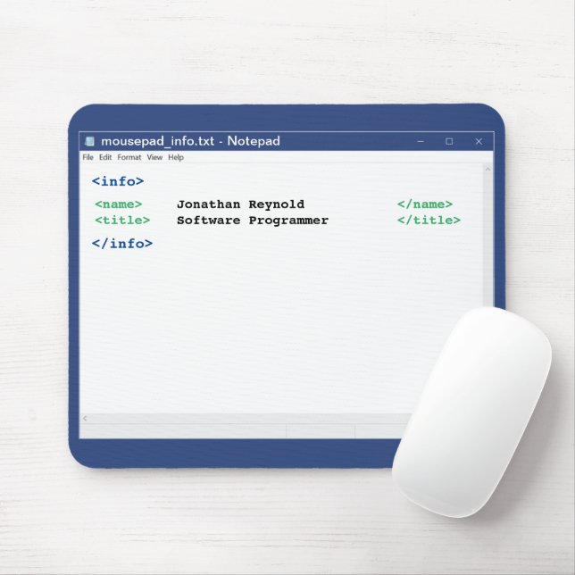 Computer Scientist Notepad Coder Format Programmer Mouse Mat (With Mouse)
