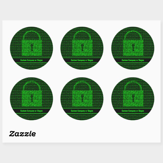 Computer Security - Cyber Padlock on Machine Code Classic Round Sticker (Sheet)
