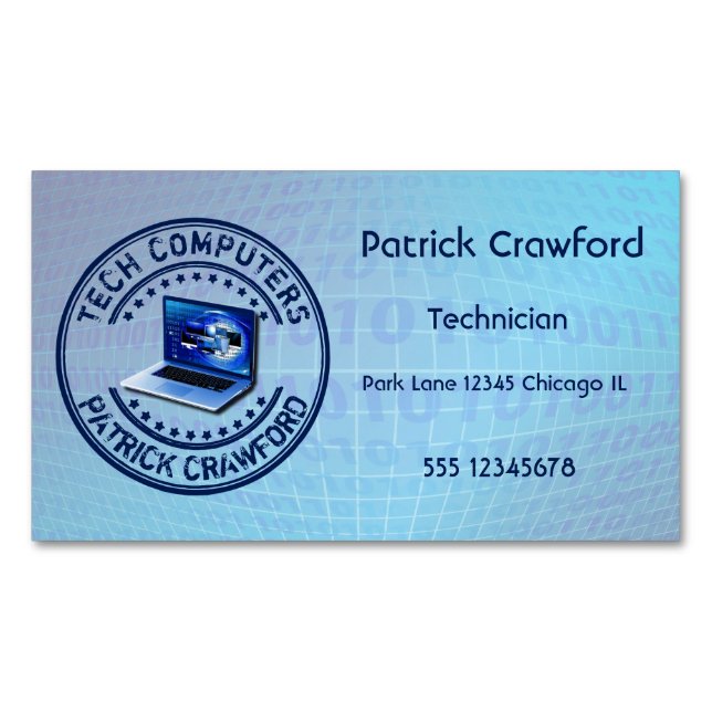 Computer Service Repair Technician Or PC Shop Magnetic Business Card (Front)
