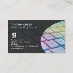 Computer Skills Services Colourful Laptop Keyboard Business Card
